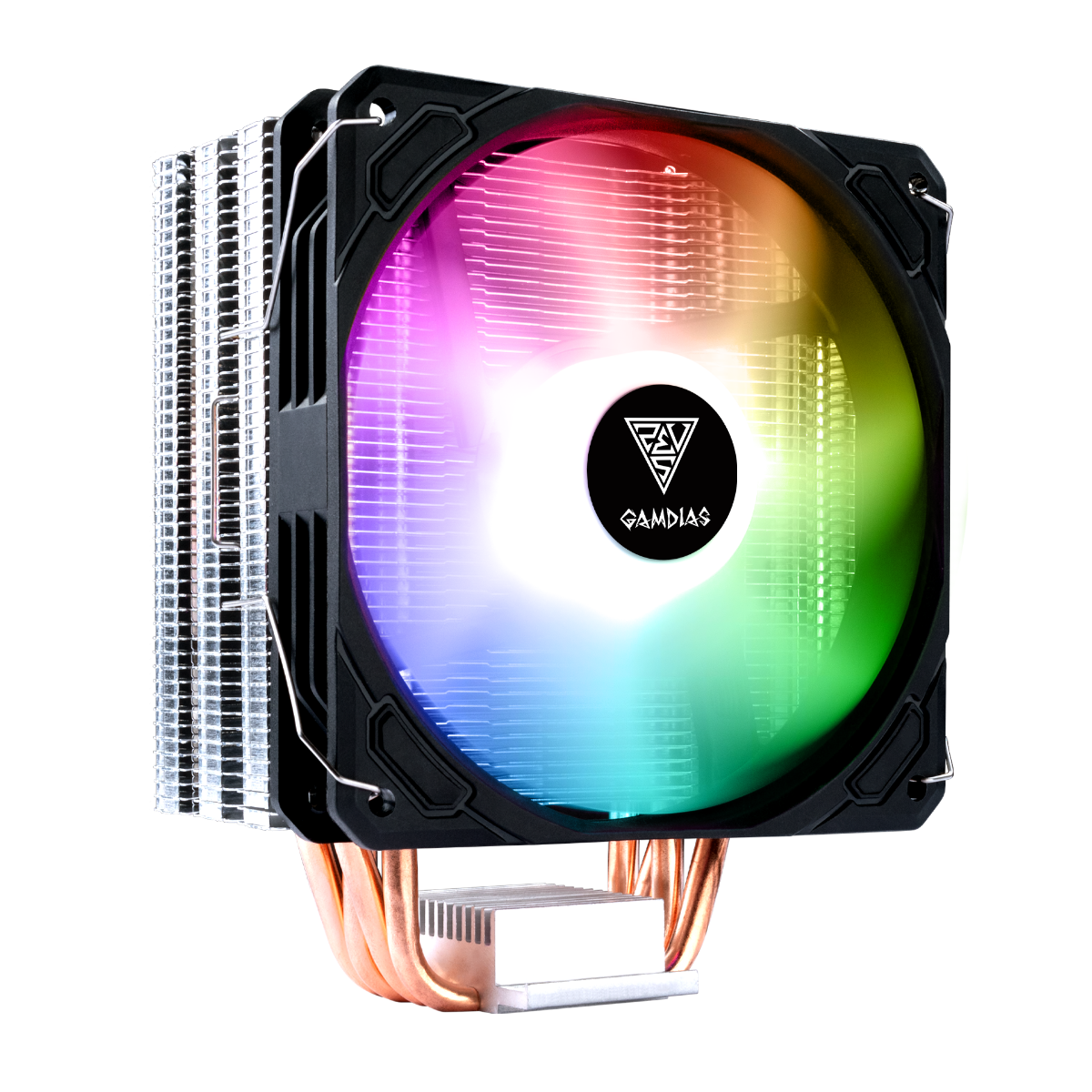 GAMDIAS RGB CPU Cooler|Socket 1700/1200/AM4/AM5|TDP 200 /  Intel en AMD Processor Koeler met aRGB LED Verlichting (Addressable)|4 KOPER Heatpipes|Boreas E1-410