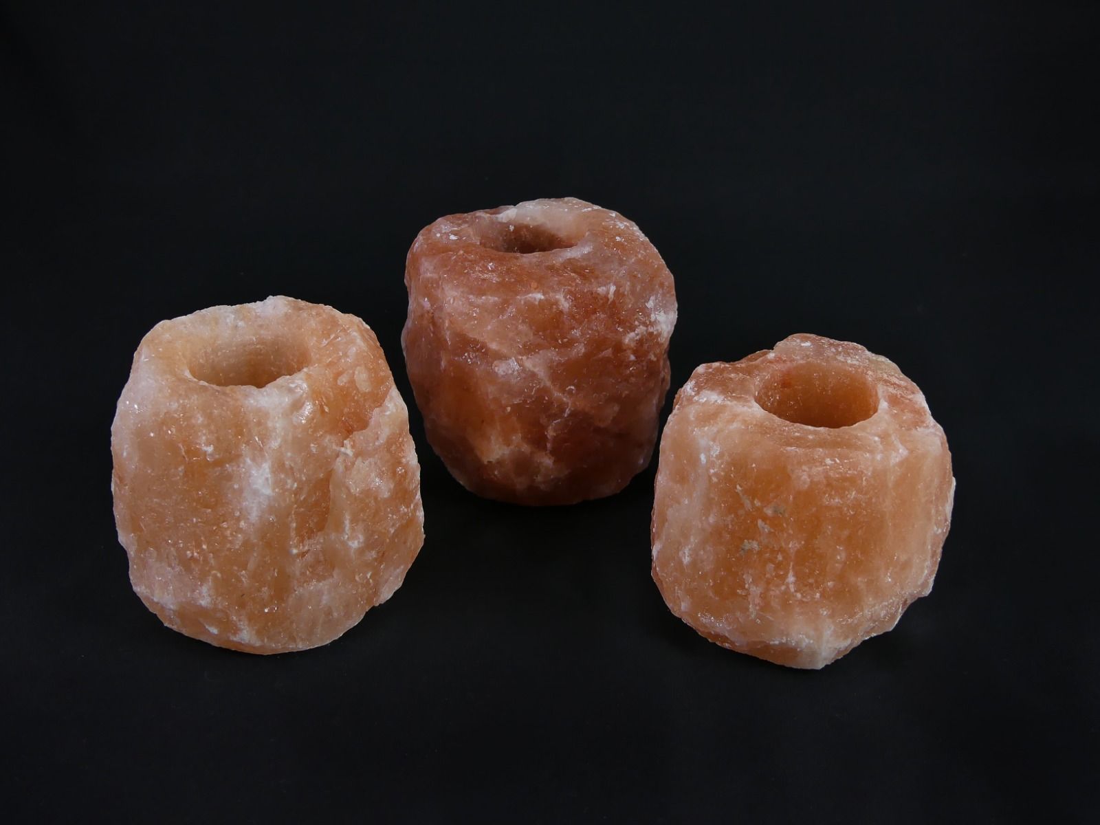 3x Waxinelichthouder / Theelichthouder Zoutsteen Himalaya - EXTRA GROOT  1-1,5kg 10x8cm