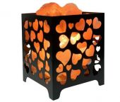 Zoutlamp - Himalaya Zoutstenen - Metalen Korfje - Hartjes 