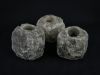 3x Waxinelichthouder / Theelichthouder Zoutsteen Himalaya - ZWART - Middel 0,6-1kg - ca. 9x9x8cm