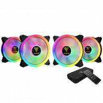 4x 120mm PC Ventilator Fans met aRGB LED verlichting / Computer 4-Fan Pack - Addressable RGB Daisy Chain - Gamdias Aeolus M2-1204R - 2 jaar garantie!