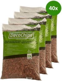 40x 35 ltr / ca. 1 Kuub(m3) - Houtsnippers Gekleurd ROOD / Decochips - Bodembedekking Tuin 20-40mm - Inclusief verzending