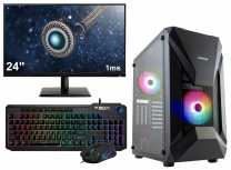 AMD Ryzen 5 RGB 6-Core Budget Game PC SET COMPLEET met 24" 1ms Scherm - Toetsenbord en Muis - 16GB (2x8, 3200MHz) RAM - 500GB SSD - RX Vega 7 - Windows 11 - Gamdias Athena