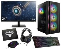 Complete Ryzen 5 Budget 6-Core Game PC Setup Inclusief Gaming Headset, 24" Monitor, Toetsenbord, Muis en Muismat - 500GB SSD - 16GB RAM - W11 Pro