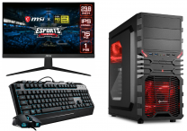 Complete Game PC Setup Met GTX 1050 ti - 24" Gaming Monitor, Toetsenbord en Muis - Intel i3 10100 - 8GB RAM - 500GB M2 SSD - ROOD