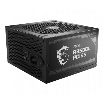 MSI PC ATX Voeding Intern 850 Watt – 80Plus GOLD 850W PSU Computer Power Supply Sleeved Cables - 4x 6+2 PIN aansluiting voor videokaart - ATX 3.1 PCIe 5.1 Ready - MAG A850GL