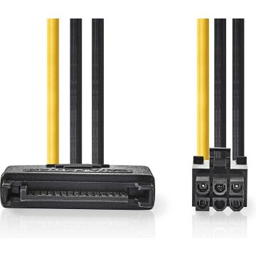 Nedis Interne Voedingskabel - SATA 15-Pins Male - PCI-Express Female - Verguld - 0.20 m - Rond - PVC - Geel / Zwart - Envelop