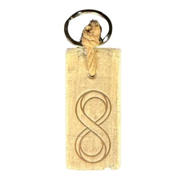 Symbolische houten sleutelhanger met hart, anker en kruis van duurzaam dukdalf hout.