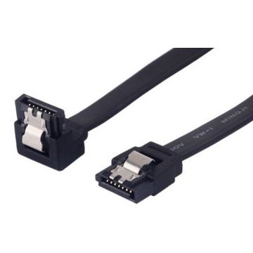 SATA III Kabel met 90º hoek - 50cm - 7-Polig - 6GB/s - ZWART