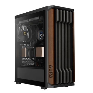 Gamdias Aura GC11 Wood Gaming Case - Game PC / Computer Behuizing met Walnoot Mesh Front - Inclusief 4x Fan