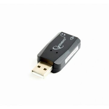 Gembird Sound Adapter USB naar 2x 3.5mm Jack Microfoon en Koptelefoon Aansluiting - SC-USB2.0-01 kabeladapter/verloopstukje - Zwart