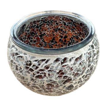 Handgemaakte zwartzilver mozaïek theelichthouder 11×11×9 cm