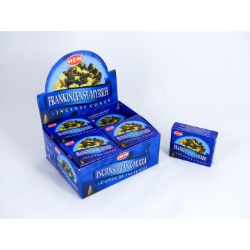 HEM Wierook Kegels / Cones - Frankincense-Mirre / Frankincense-Myrrh - Voordeelbox (12 Pakjes / 120 Kegels)