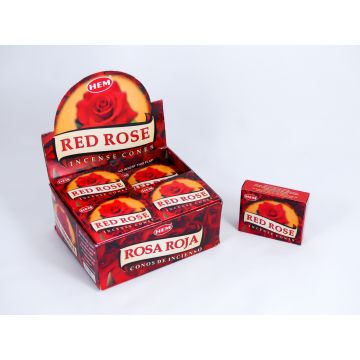 HEM Wierook Kegels / Cones - Rode Roos / Red Rose - Voordeelbox (12 Pakjes / 120 Kegels)