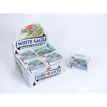 HEM Wierook Kegels / Cones - Witte Salie / White Sage - Voordeelbox (12 Pakjes / 120 Kegels)