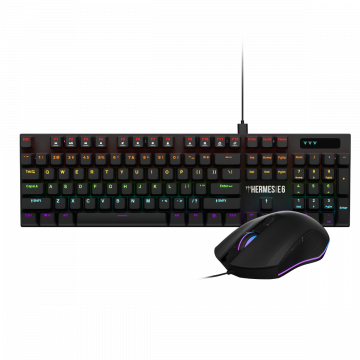 RGB Gaming Desktop Combo Zwart - Mechanical Red Switches Keyboard+Muis - Gamdias Hermes e6 2-IN-1 COMBO