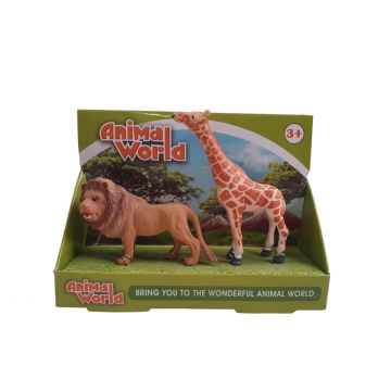 Leeuw Giraf Speelset 2Stuks Animal World