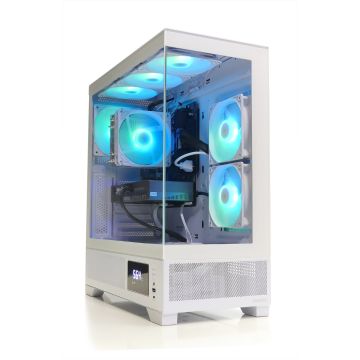 Intel Power 6-Core Game PC met Temperatuur Display - i5 12400 - RTX 3050 6GB - 1TB M.2 - 16GB RAM - Gamdias Atlas M1 White Aquarium Case