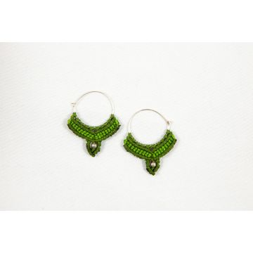 Macramé Oorringen - Olijf Groen / Mos Groen - Handgemaakt van duurzaam Waxed Polyester - Model 20