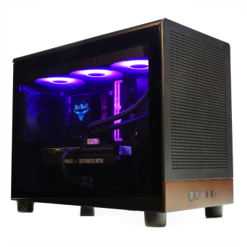 Intel i9 12900K Mini Gaming PC|360 Waterkoeling met IPS LCD Movie Display!|ECHT Walnoothout|RTX 5060 8GB|32GB DDR4 RAM|1TB SSD|W11 PRO|Gamdias Athena M4M WOOD