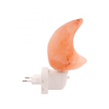 Zoutlamp MAAN - Nachtlampje met Aan / Uit Schakelaar en Ledlampje - Kinderkamer - Hal - Slaapkamer - Himalayazout - Energiezuinig!