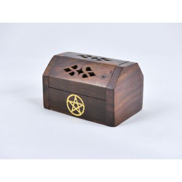 Wierook cone brander - wierook kegeltjes houder - Kistje Bruin - ca. 8 x 5 x 5 cm