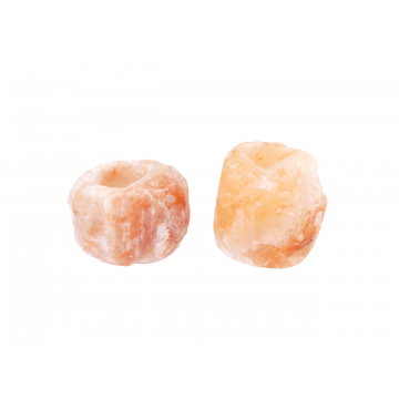 2x Waxinelichthouder / Theelichthouder Zoutsteen Himalaya - 9x9x8cm