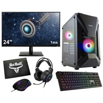 AMD Ryzen 5 RGB Budget Game PC SET COMPLEET met 24" 1ms Scherm - Headset, Toetsenbord en Muis - 16GB (2x8, 2933MHz) RAM - 1TB M.2 SSD - RX Vega 11 - Windows 11 - Gamdias Athena