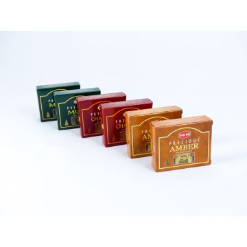 HEM Wierook Set - Kegels / Cones - Indiase Sandelhout - Amber - Musk / Chandan - Amber - Musk - (Precious)