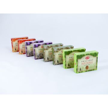 HEM Wierook Set - Kegels / Cones - Jasmijn - Patchoeli - Lavendel - Roos / Jasmine - Patchouli - Lavender - Rose - (Precious)