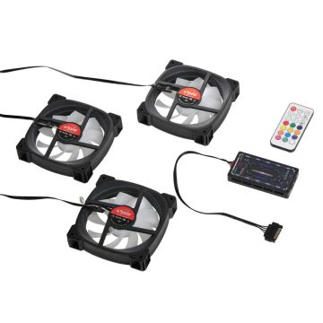 3x 120mm PC Ventilator Fans met aRGB LED verlichting / Computer Triple Fan Pack - Addressable RGB - Spire Magic Lantern III ARGB - 2 jaar garantie!