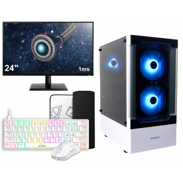 Complete Ryzen 5 Budget 6-Core Game PC Setup met 24" Gaming Monitor, -Mechanical Keyboard (Red Switches), Muis & Muismat - 500GB SSD - 16GB RAM - Win11 PRO