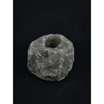 Waxinelichthouder / Theelichthouder Zoutsteen - ZWART - Groot 1-1,5kg 10x8cm