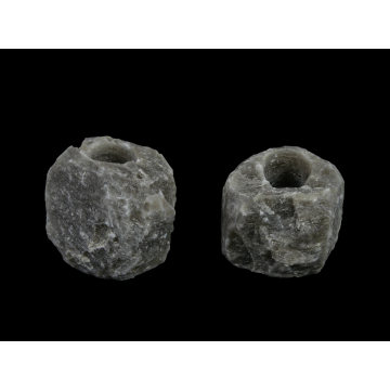 2x Waxinelichthouder / Theelichthouder Zoutsteen Himalaya - ZWART - Groot 1-1,5kg 10x8cm