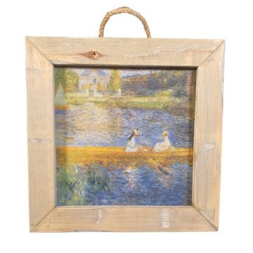 Houten wandtegel met Renoir the Skiff 22 x 22 x 3.5 cm | Dutch Mood