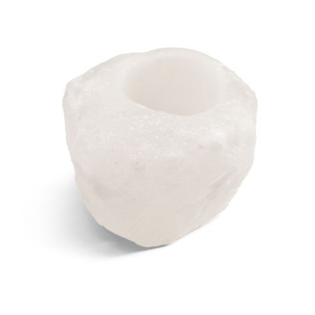 Witte haliet Himalaya zout theelichthouder 0,6–1 kg met natuurlijke kristalstructuur voor theelichtje
