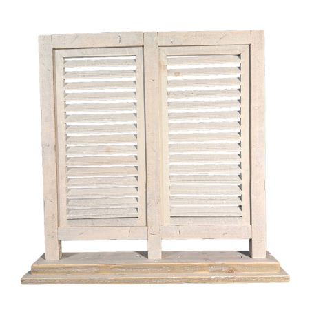 Houten robuuste shutter – dubbel | Oud Wit Ibiza White