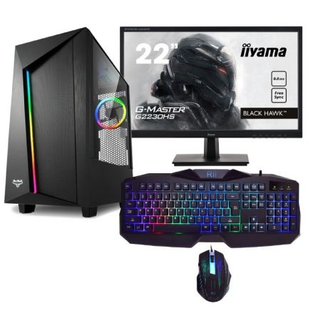 Complete Game PC Met 22" Monitor, Toetsenbord en Muis - Ryzen 3200G - 8GB RAM - 960GB SSD - VEGA 8 - aRGB