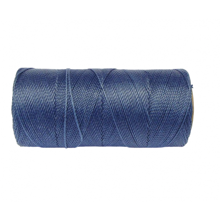 Macramé Koord - JEANS BLAUW / DENIM BLUE - #1037 - Waxed Polyester Cord - Klos ca. 173mtr - 1mm Dik