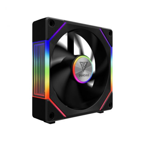 Gamdias 120mm UNI FAN - Reverse Fan Blade (swappable) / Cableless Connection - PC Ventilator met Infinity Mirror aRGB LED verlichting (Addressable) - Daisy Chain Ontwerp - Aeolus P2-1201