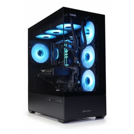 Intel i9 12900K 16-Core 360 Liquid Cooled Game PC - RTX 5070 - 32GB RGB RAM - 1TB SSD - Energiezuinige 80Plus BRONZE Voeding - Windows 11 PRO - Sharkoon AK6 RGB Black Aquarium Case
