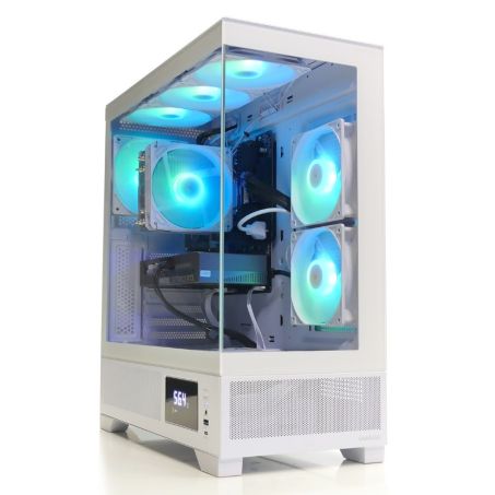 AMD Ryzen 5 7500X3D - Radeon RX 9060 XT 16GB - 32GB DDR5 RAM - 1TB SSD - Aquariumcase met Temperatuur Display en aRGB Towercooler - Gamdias Atlas M1 White