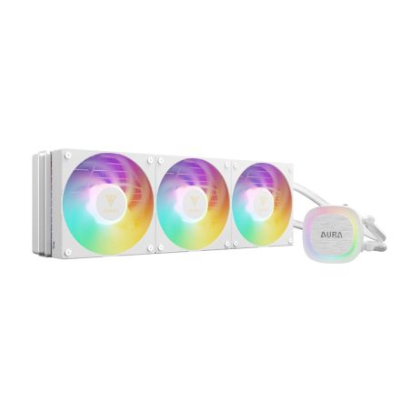 GAMDIAS RGB CPU Koeler 360mm Fans Liquid Cooler|Intel en AMD Processor Waterkoeler met ARGB LED Verlichting (Addressable)|Aura GL360V2 WH (Socket: 1200, 1700|AM5, AM4)