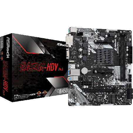 ASRock B450M-HDV R4.0 - Moederbord - Micro ATX - AMD B450 - Socket AM4