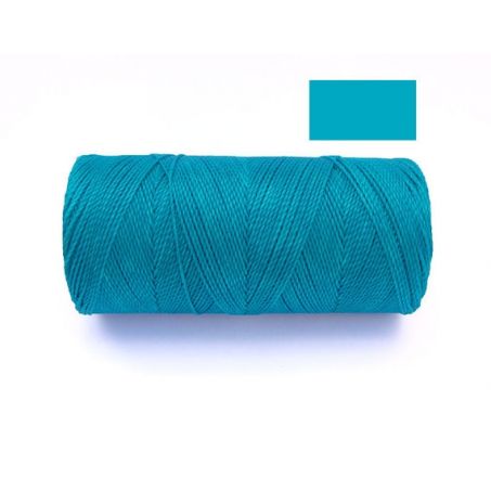 Macrame Koord -  DONKER TURKOOIS / DARK TURQUOISE - Waxed Polyester Cord - Klos 914 cm - 1mm dik