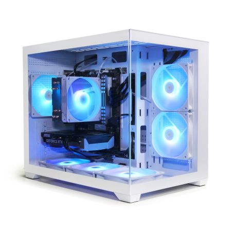 AMD Ryzen 7 5700X Game/Gaming PC|RTX 5060|16GB RAM|1TB SSD - Nvidia GeForce RTX 5060 8G - Mini Aquarium Case Wit - Windows 11 Pro - AURA GC10M WHITE