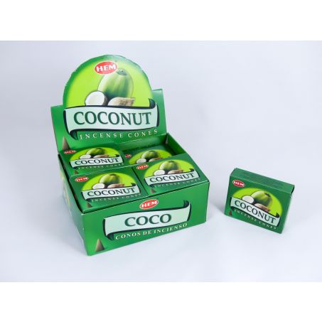 HEM Wierook Kegels / Cones - Kokos / Coconut - Voordeelbox (12 Pakjes / 120 Kegels)