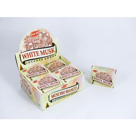 HEM Wierook Kegels / Cones - Witte Musk / White Musk - Voordeelbox (12 Pakjes / 120 Kegels)