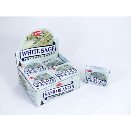 HEM Wierook Kegels / Cones - Witte Salie / White Sage - Voordeelbox (12 Pakjes / 120 Kegels)