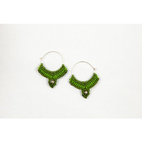 Macramé Oorringen - Olijf Groen / Mos Groen - Handgemaakt van duurzaam Waxed Polyester - Model 20
